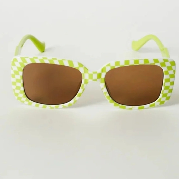 JustFab Accessories - - New! Checkered Frame Sunglasses Color: Wild Lime